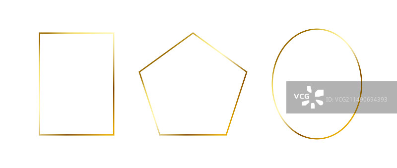 金色细框集合金色几何边框设计图片素材