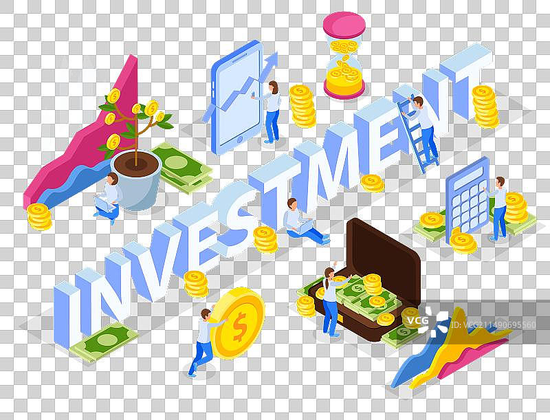 投资硬币等距组合图片素材