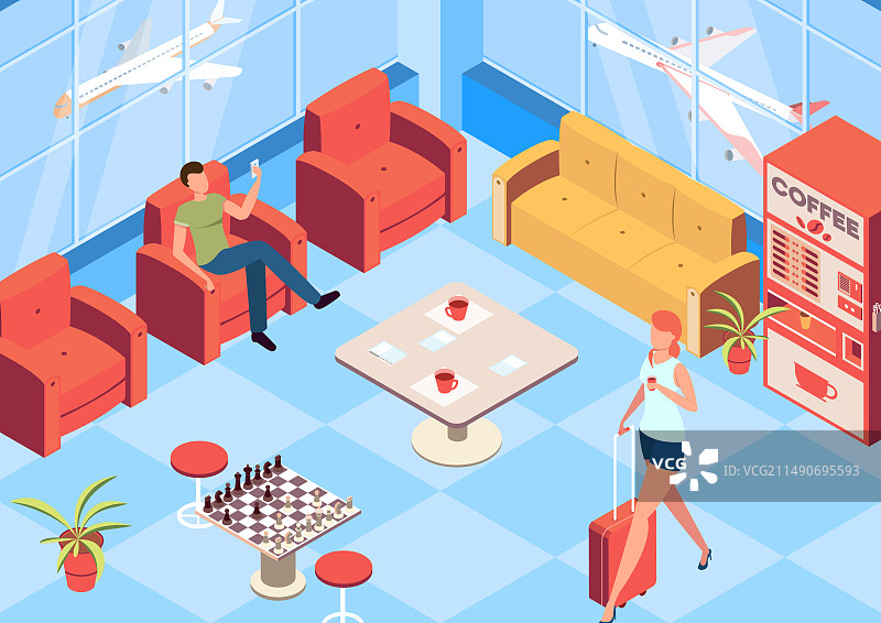 VIP候车室2.5D背景图片素材