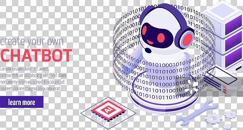 2.5D聊天机器人消息Isometric设计图片素材