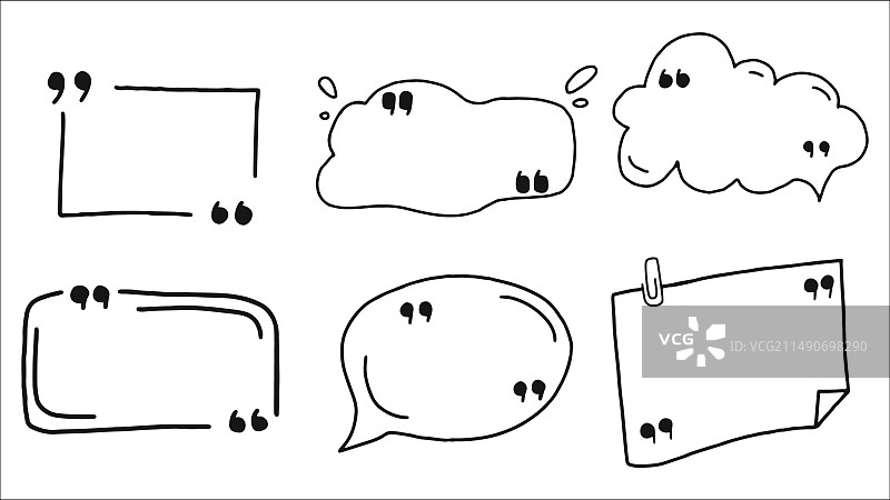 手绘涂鸦对话气泡和引号图片素材