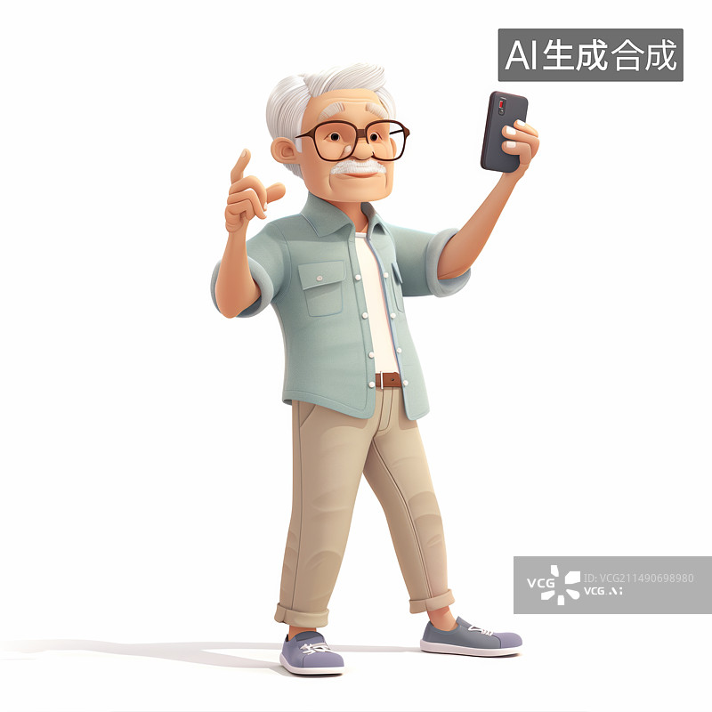 【AI数字艺术】一个老爷爷在自拍图片素材