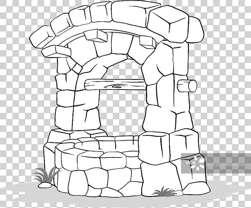 石井黑白简笔画图片素材