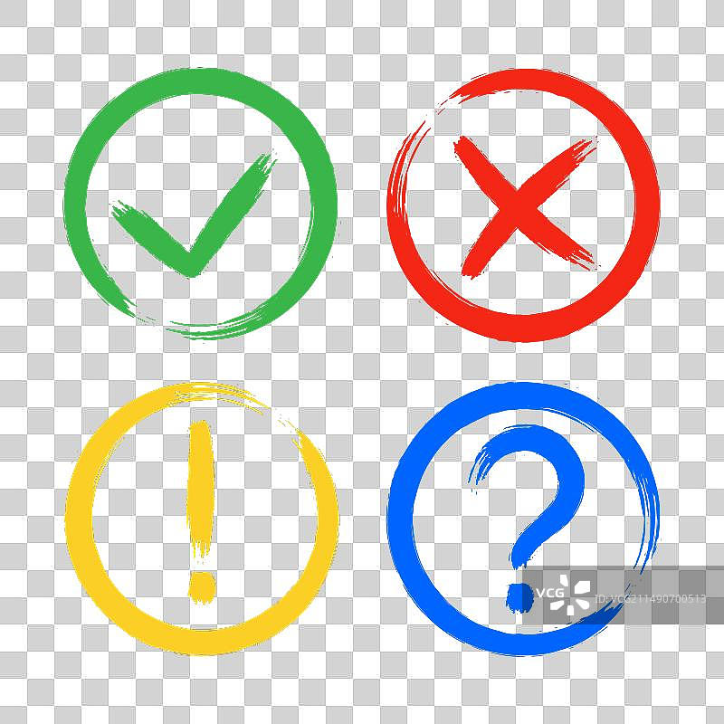 脏旧的交叉X勾号OK感叹号图片素材