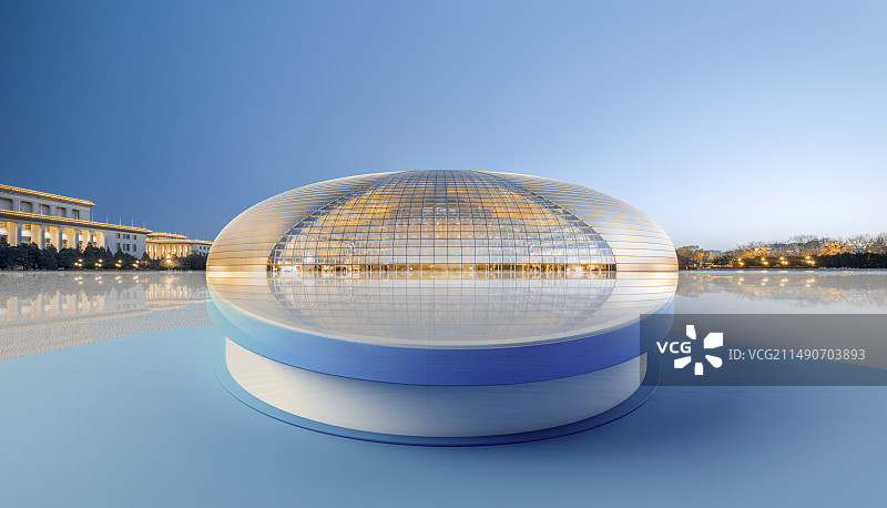 城市风光道路平台，城市天际线与城市天际线，北京国贸CBD，城市夜景，国贸，CBD，北京，新质生产力图片素材