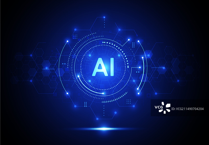 电路板上的人工智能芯片组图片素材