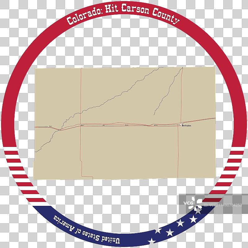美国科罗拉多州基特·卡森县地图（彩色）图片素材