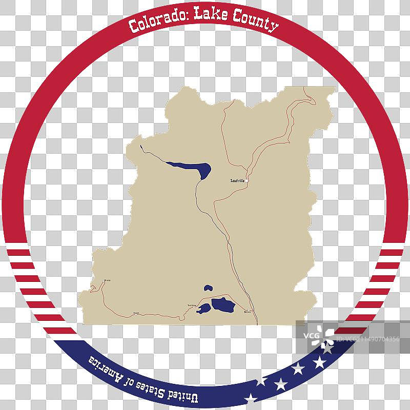 美国科罗拉多州莱克县地图图片素材