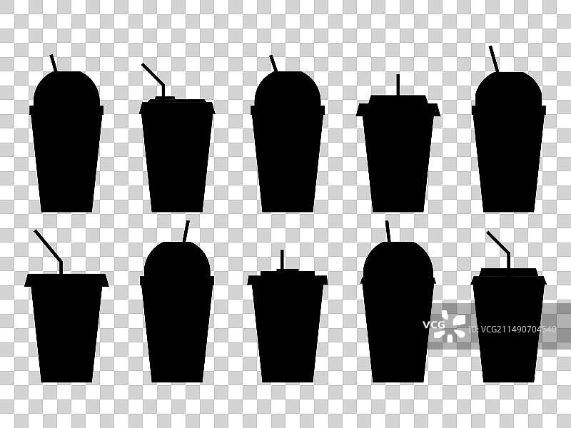 塑料或纸杯的黑色剪影图片素材