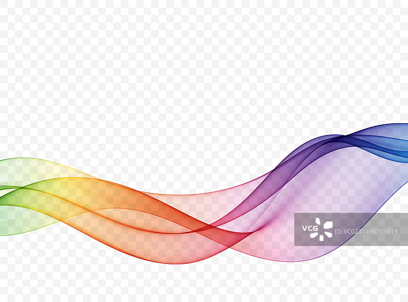 透明背景上的彩虹波浪线图片素材