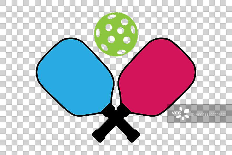 白色背景上的匹克球拍图片素材