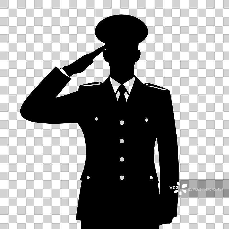 礼服士兵敬礼剪影图片素材