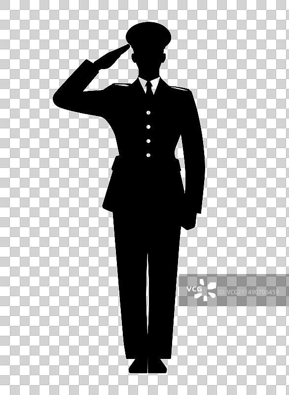 礼服士兵敬礼剪影图片素材
