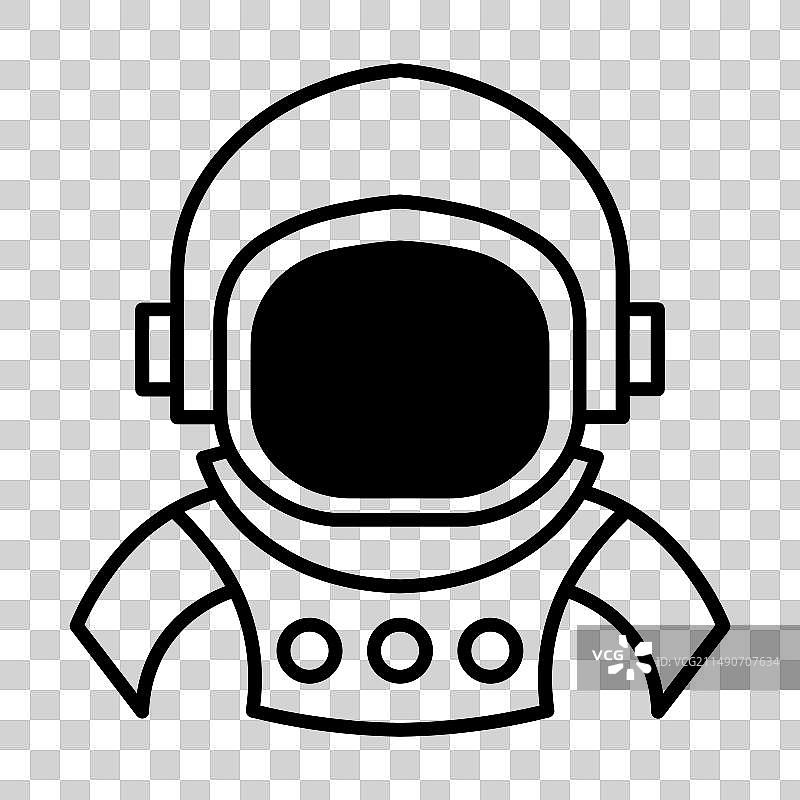 白色背景上的黑色宇航员图标图片素材