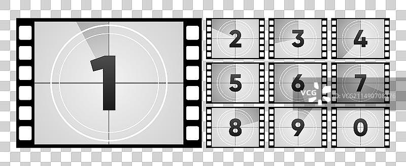 复古设计的电影倒计时画面图片素材