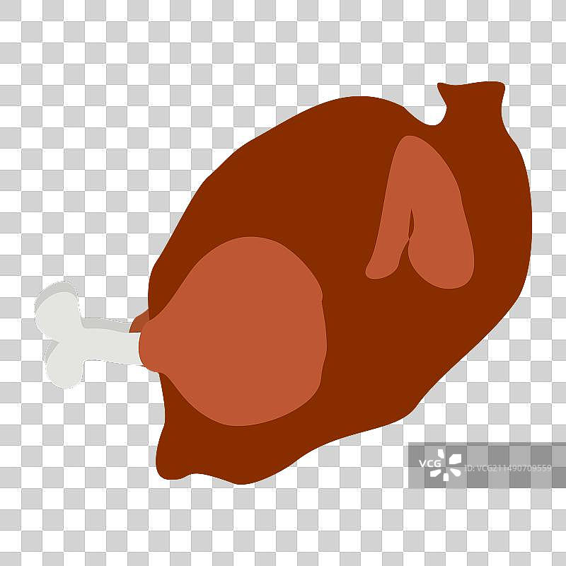 整只炸鸡火鸡扁平风格图片素材