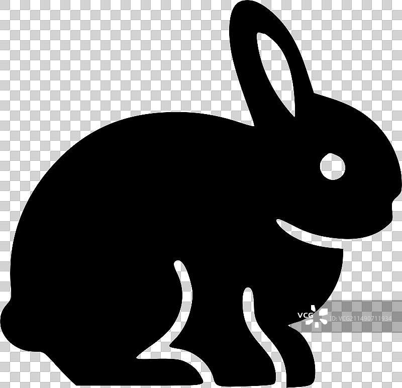 兔子 - 黑白隔离图标图片素材