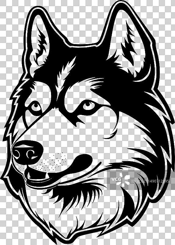 西伯利亚哈士奇扁平风简约logo图片素材