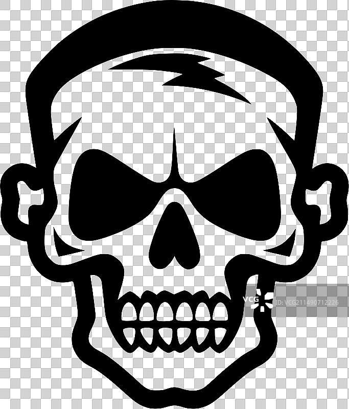 骷髅-黑色和白色孤立的图标图片素材