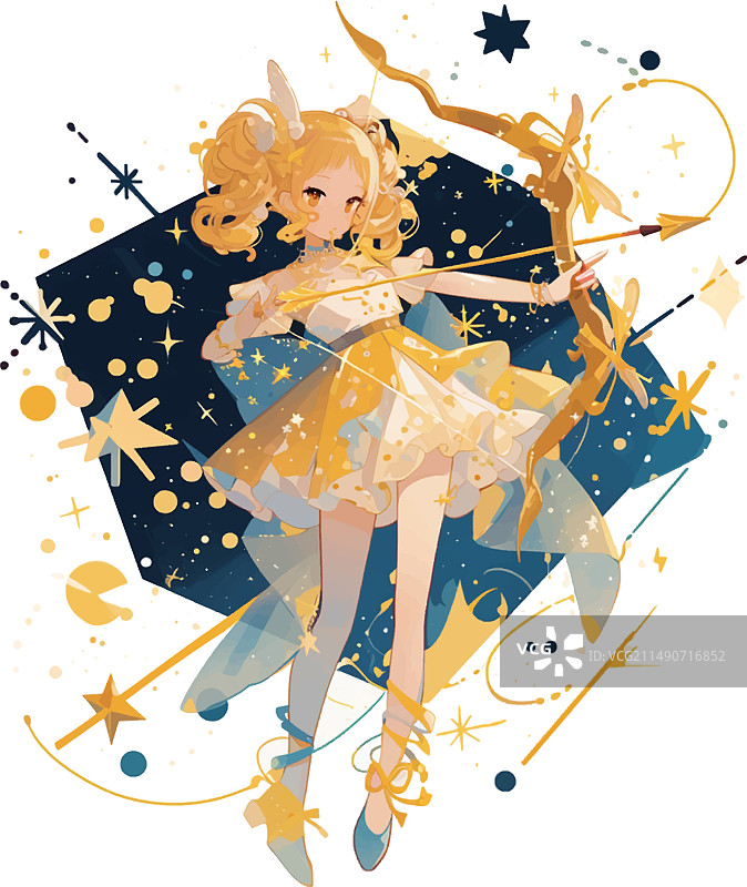 金色星星背景下的射手座图片素材