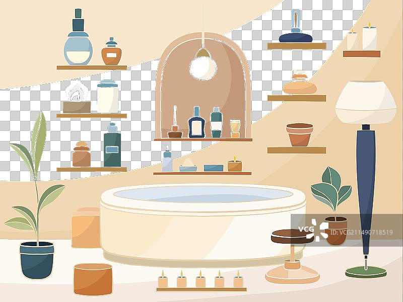 扁平风格水疗室内部场景图片素材