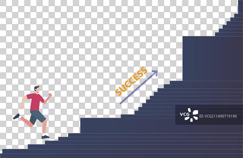 坚定的男人走向成功的楼梯图片素材
