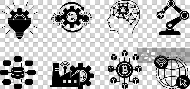 黑色数字革命图标集图片素材