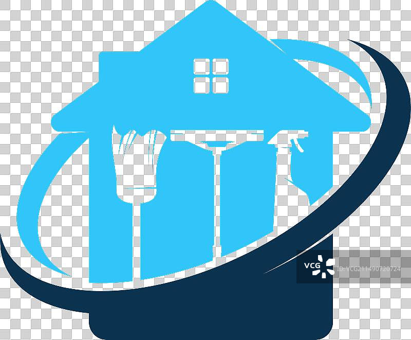 房屋与清洁工具符号图片素材