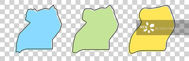 三个层面的乌干达国家地图图片素材