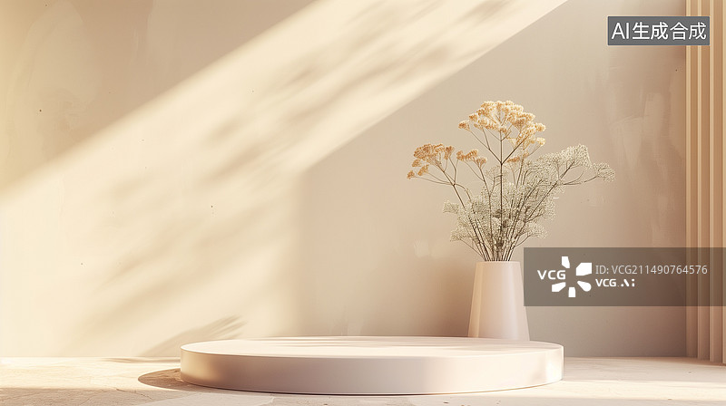 【AI数字艺术】电商 背景 驼色 阳光 平台图片素材