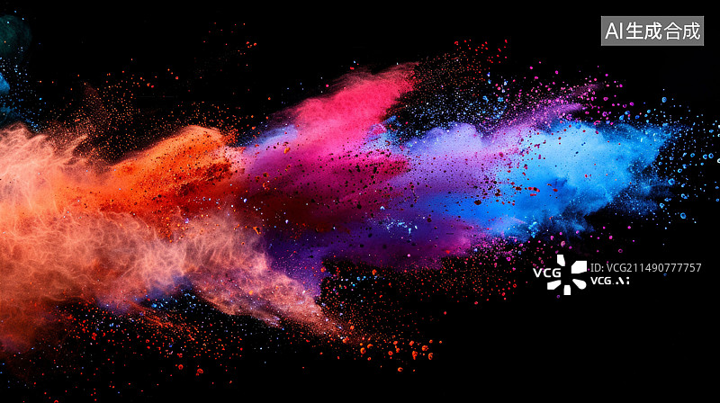 【AI数字艺术】粉末爆炸渐变色彩背景图片素材