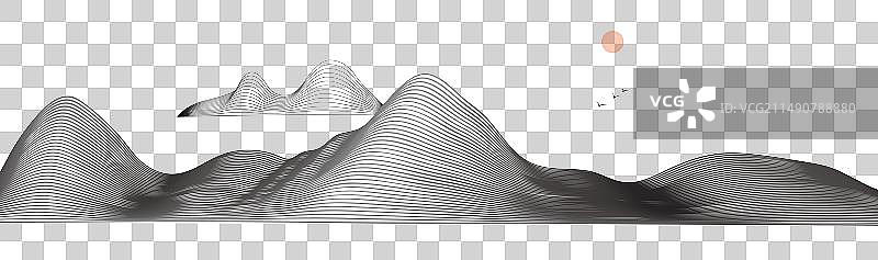 矢量线条山水插画2图片素材
