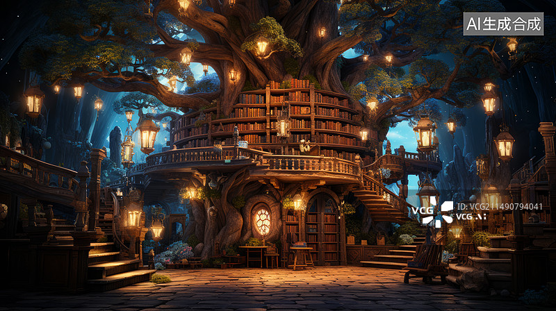 【AI数字艺术】光线照亮的宽敞大厅图片素材