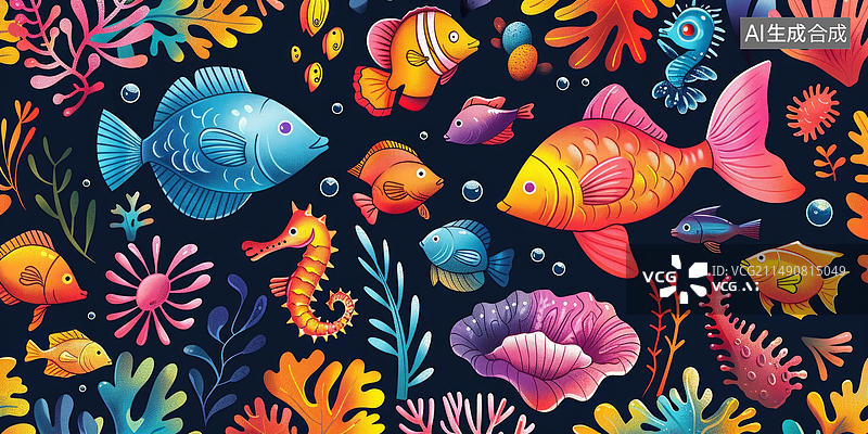 【AI数字艺术】五彩缤纷的海底世界图片素材