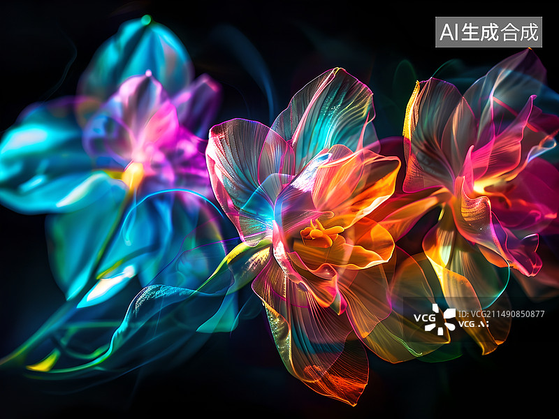 【AI数字艺术】抽象艺术风格绽放的花朵图片素材