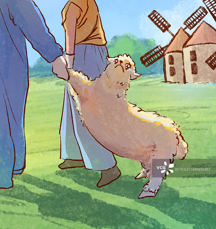 被工作人员拖走的委屈小羊图片素材