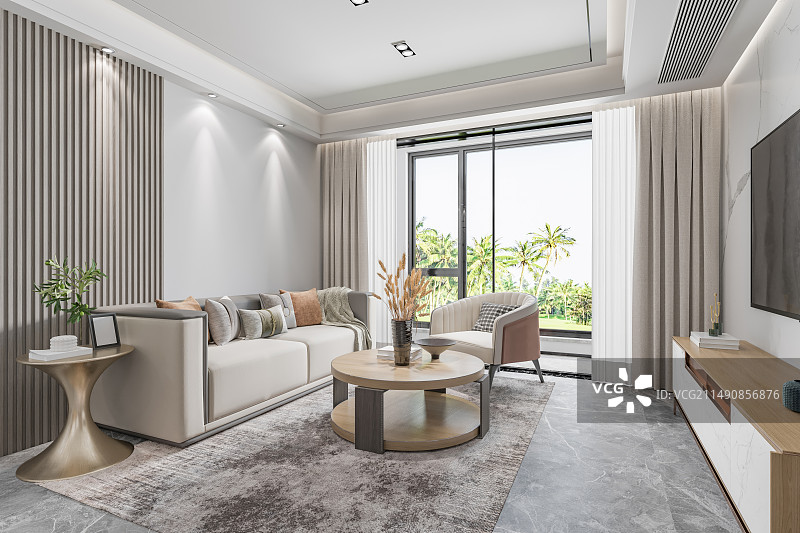 高端住宅样板间会客厅图片素材