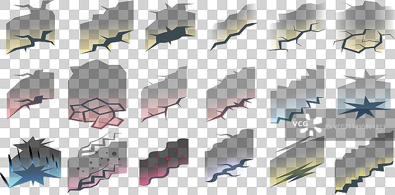 裂缝发光图标2.5D集图片素材