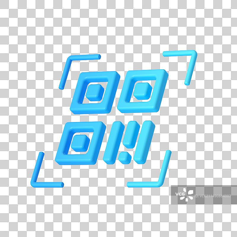 二维码蓝色科技感3d图标图片素材