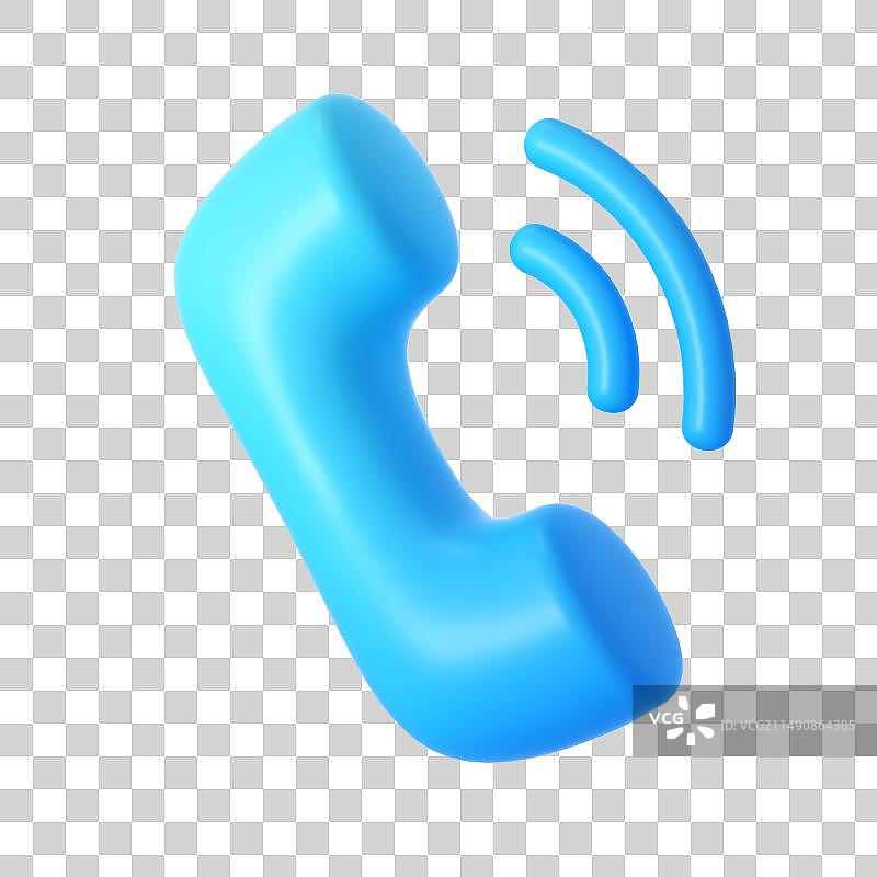 电话蓝色科技感3d图标图片素材