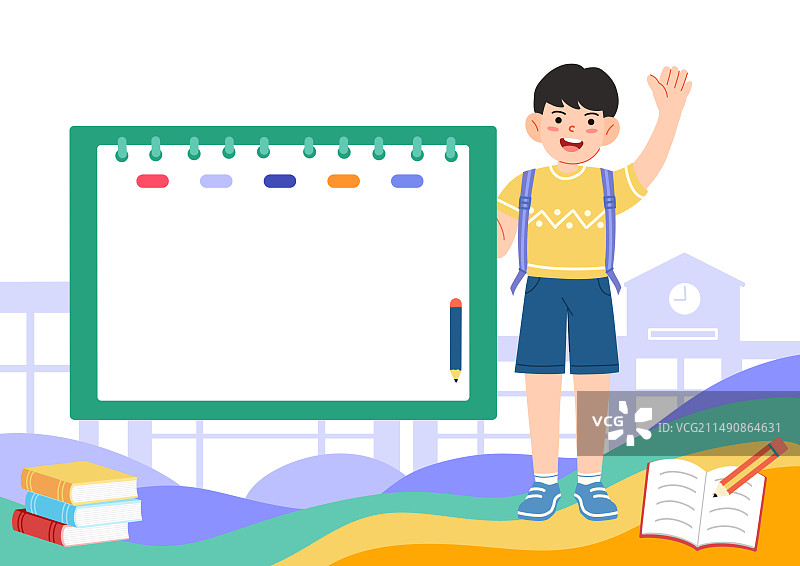 拿着空白标语牌的男学生 开学季图片素材