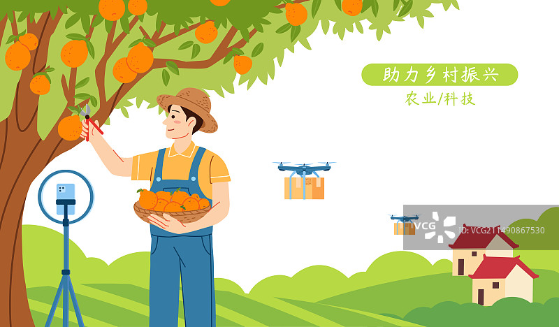 年轻人在果园里摘水果 直播售货图片素材