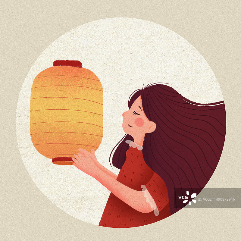 拿着灯笼的女孩图片素材