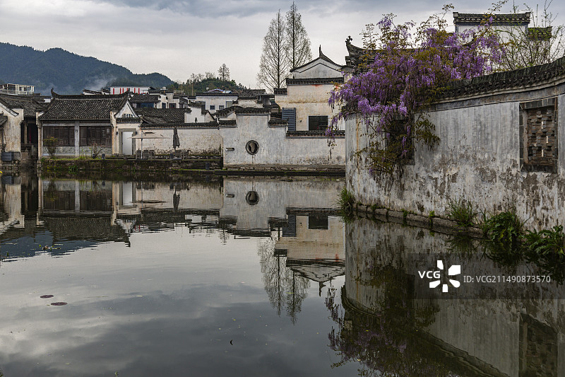 安徽黄山歙县呈坎古镇徽派建筑风光图片素材