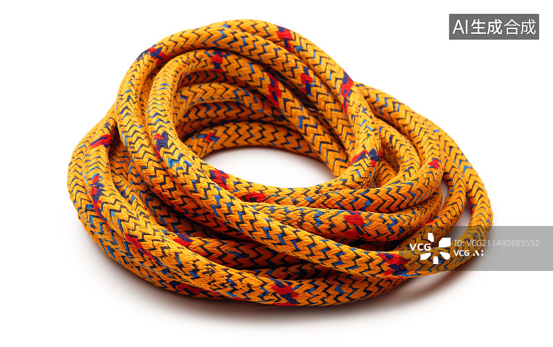 【AI数字艺术】白底背景上的登山绳麻绳图片素材
