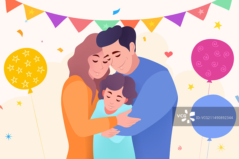 国际家庭日横版插图图片素材