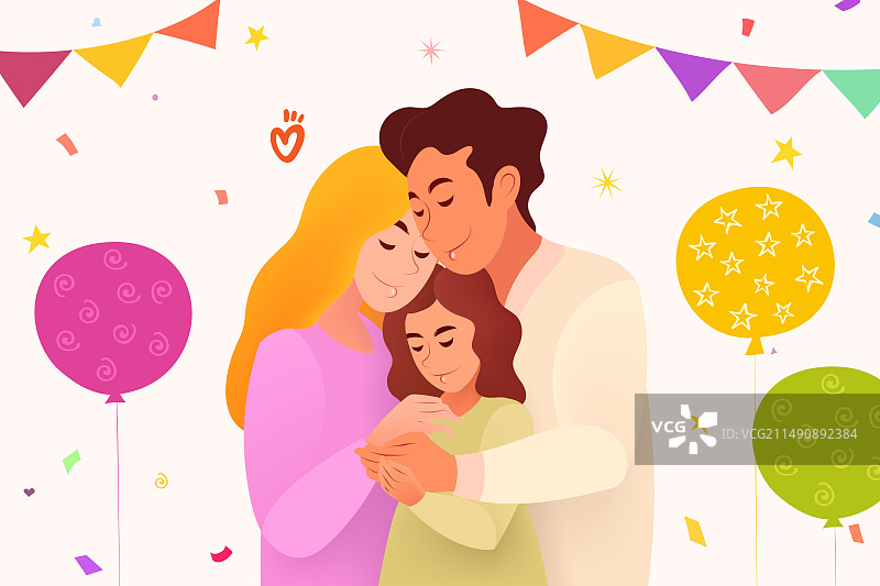 国际家庭日横版插图图片素材