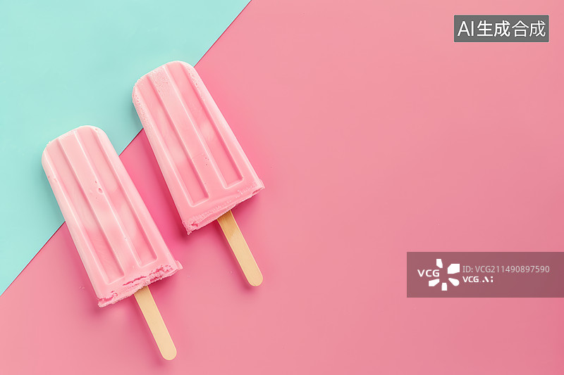 【AI数字艺术】夏季粉色冰棒图片素材