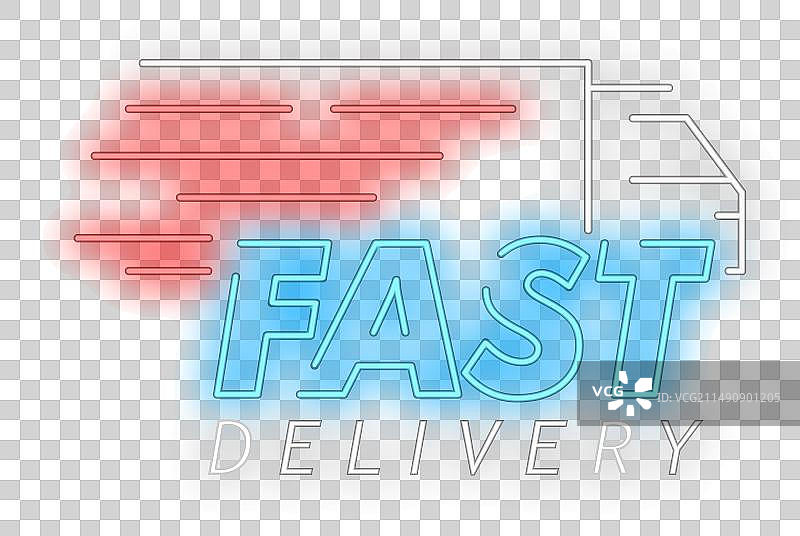 砖墙背景上的快速送达霓虹灯标志图片素材