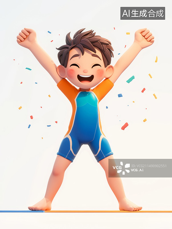 【AI数字艺术】游泳运动员3D插画白色背景奥运会图片素材